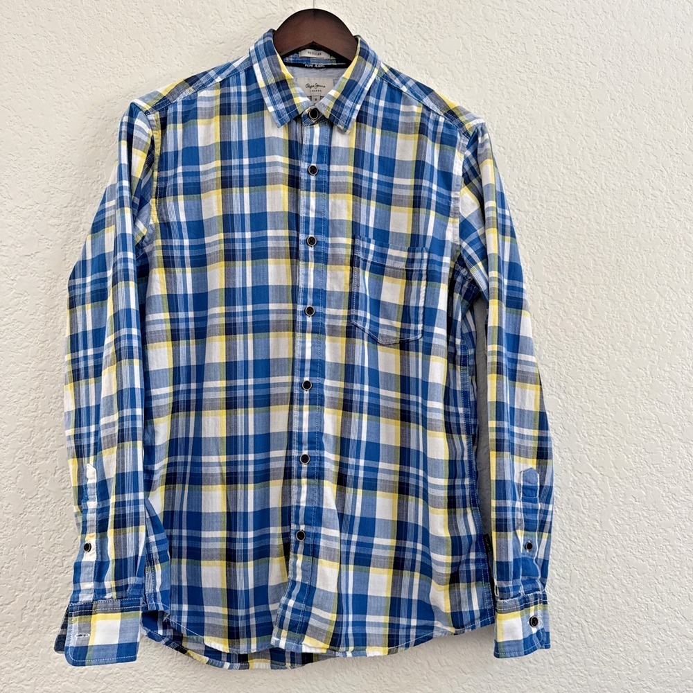 Pepe Jeans London Robert LS Plaid Long Sleeve Button Down Shirt Men's Size M